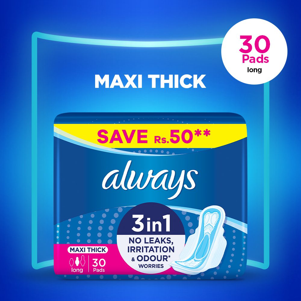 Always Thicks Sanitary Pads Long Trio Pack 30 pads atozstore.pk