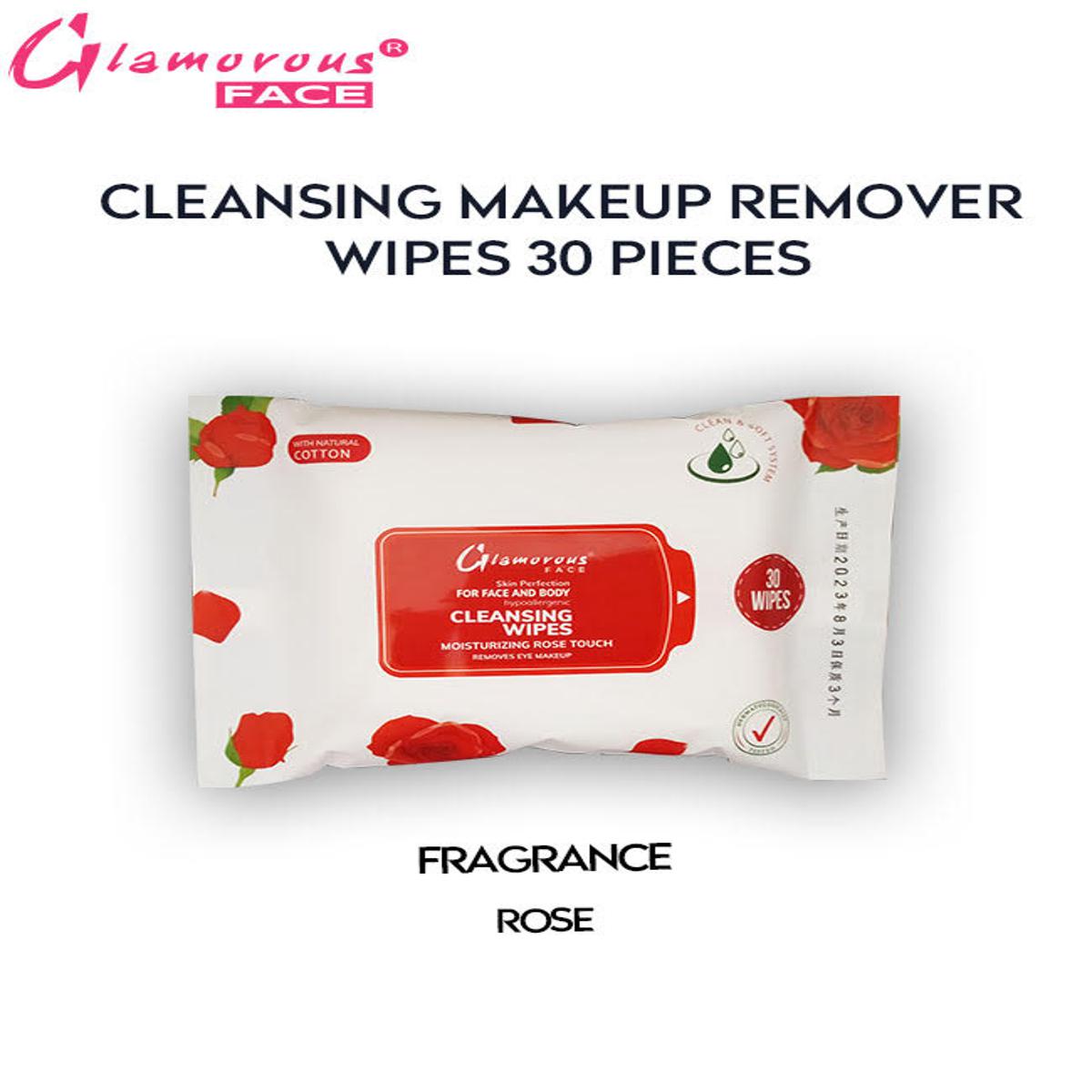 Glamorous Face Cleansing Wipes, Skin Perfection Moisturizing Red Rose